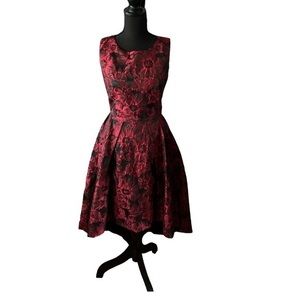 Forest‎ Lily Women’s Jacquard High-Low Dress Red and Black Size 4 NEW